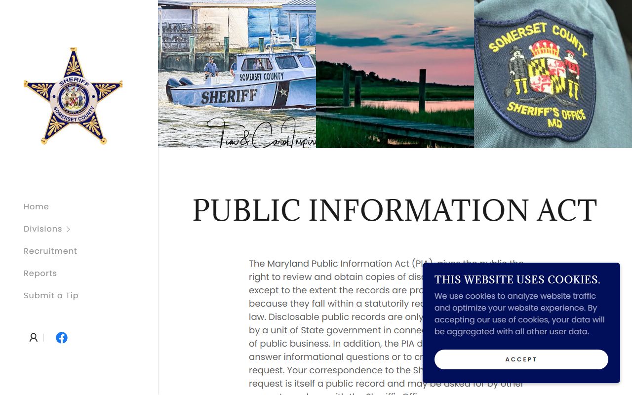 Somerset County jail mugshots public information act request page